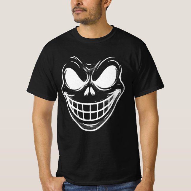 Camiseta Espeluznante Cara Personalizado Line Art T-Shirt (Anverso)