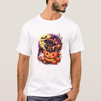 Camiseta espeluznante de calabaza de Halloween lin