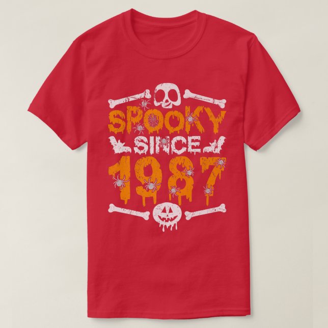Camiseta Espeluznante desde 1987 Scary Skeleton 35th Birthd (Diseño del anverso)