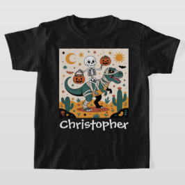 Camiseta Espeluznante Dino Rider - Skeleton sobre la momia 