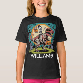 Camiseta Espeluznante diseño de Halloween T-Rex y momia
