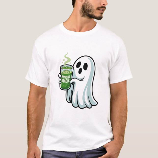 Camiseta Espeluznante Fantasma Bebiendo Matcha (Anverso)