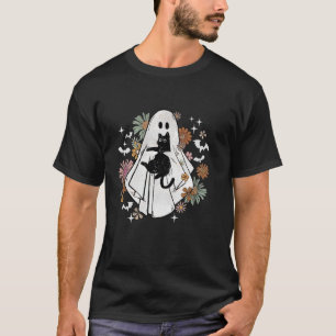Camiseta Espeluznante fantasma Holgazán Gato negro Groovy F