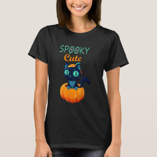 Camiseta Espeluznante Gato Negro Gato Halloween Calabaza Ki