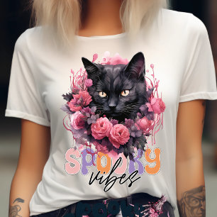 Camiseta Espeluznante Gato Negro Víbora Gato Halloween-Cat 