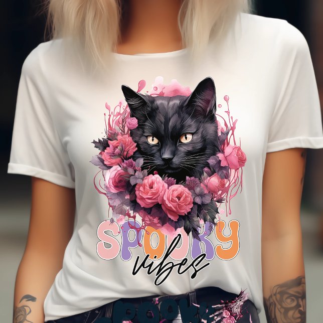 Camiseta Espeluznante Gato Negro Víbora Gato Halloween-Cat  (Subido por el creador)