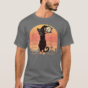 Camiseta Espeluznante Gorra de brujas de gatos negros de Ha
