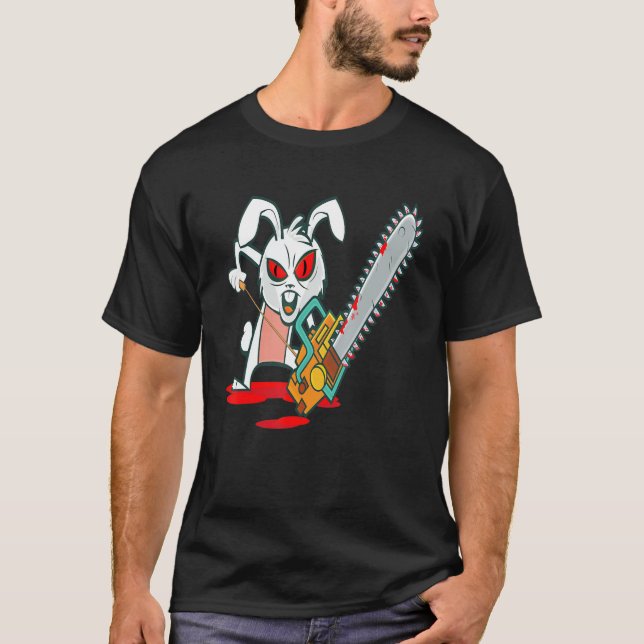 Camiseta Espeluznante Gótico conejito de Chainsaw Horror gó (Anverso)