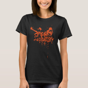 Camiseta Espeluznante Halloween Splash Retro Naranja Rojo H
