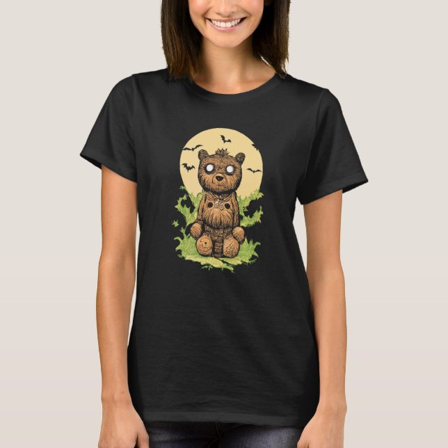 Camiseta Espeluznante Horror Zombie Teddy Oso Luna Llena Ha (Anverso)
