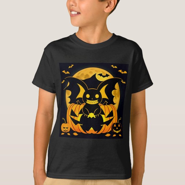Camiseta Espeluznante Ilustracion de Halloween con bat Pump (Anverso)