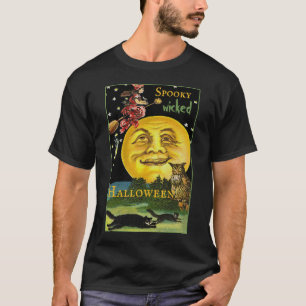 Camiseta Espeluznante luna de época viendo bruja