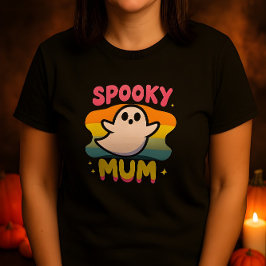 Camiseta Espeluznante Mamá Cute Halloween Diseño Fantasma