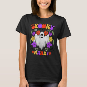 Camiseta Espeluznante Mammy Groovy Fantasma Floral Hallowee
