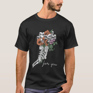 Camiseta Espeluznante Mano De Esqueleto Sostenedor De Flore