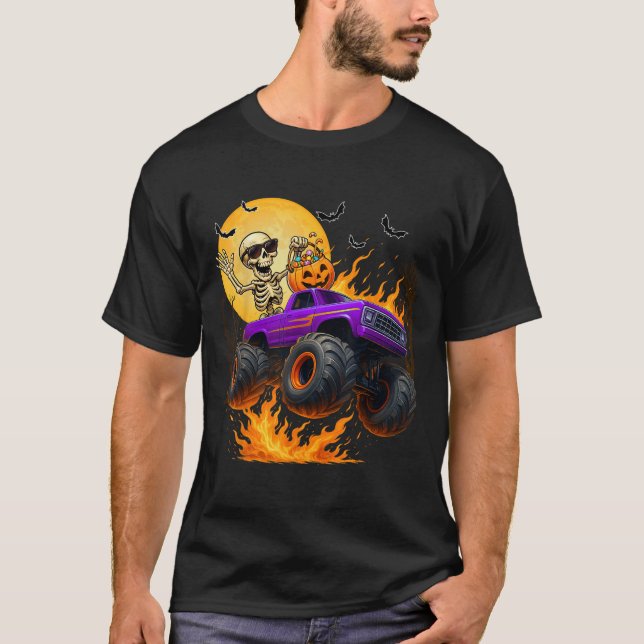 Camiseta Espeluznante Monstruo de Skeleton Cos de Halloween (Anverso)