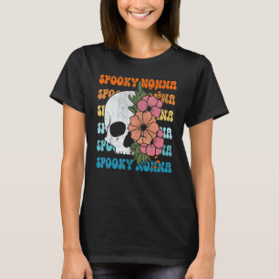 Camiseta Espeluznante Nonna Groovy Floral Skeleton Hallowee