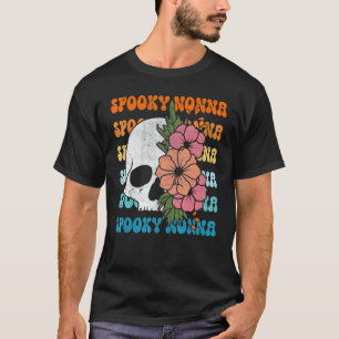 Camiseta Espeluznante Nonna Groovy Floral Skeleton Hallowee
