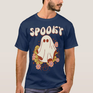 Camiseta Espeluznante Retro Floral Groovy Ghost Halloween C