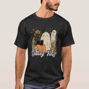 Camiseta Espeluznante Vibes Floral Fantasma Halloween Calab
