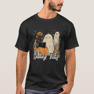 Camiseta Espeluznante Vibes Floral Fantasma Halloween Calab