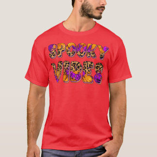 Camiseta Espeluznante Vibes Tie Dye Leopard Halloween Cstum
