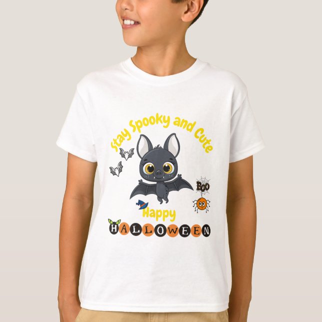Camiseta Espeluznante Y Cuidadosa Bat De Halloween (Anverso)