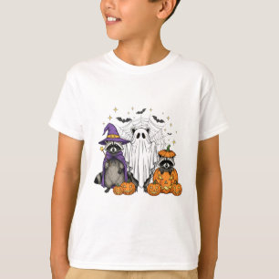 Camiseta Espeluznante Y Feral Halloween Raccoon Ghost Witch