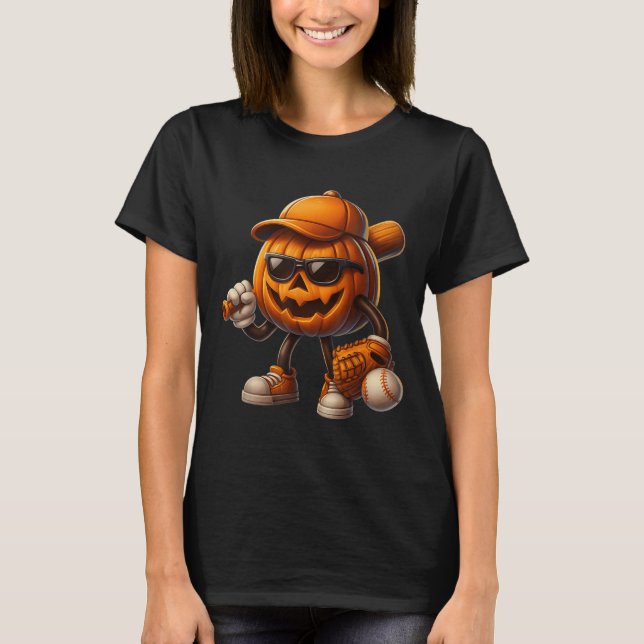 Camiseta Espeluznantes disfraces de halloween de béisbol Ja (Anverso)