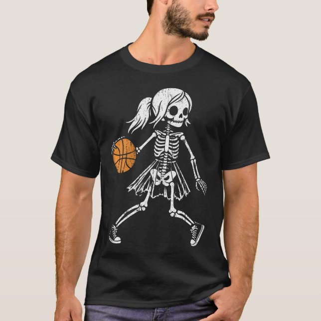 Camiseta Espeluznantes esqueletos de básquetbol Spooky Bask (Anverso)