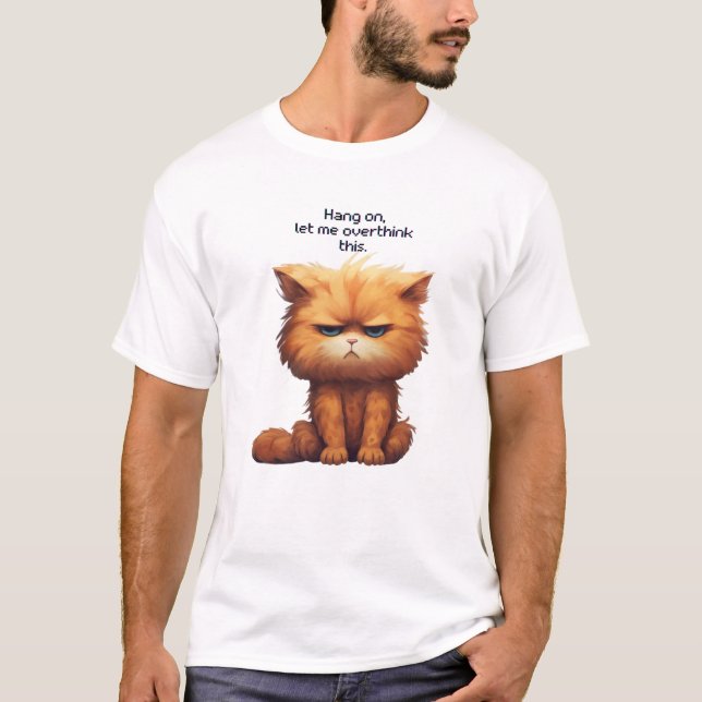 Camiseta Espera, déjame pensar sobre este gato. (Anverso)