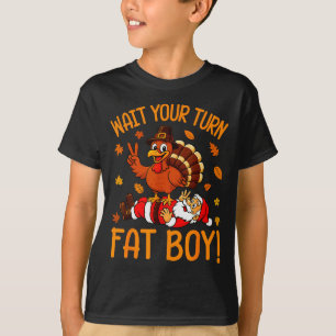 Camiseta Espera tu turno divertido pavo de acción de gracia