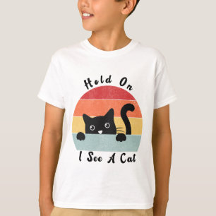 Camiseta Espera, Veo Un Gato, Gracioso Gato