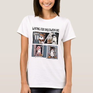 Camiseta Esperando A Halloween Como Un Café Fantasma Cuto H