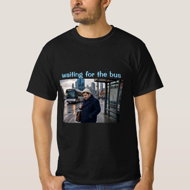 Camiseta esperando el autobús (Anverso)