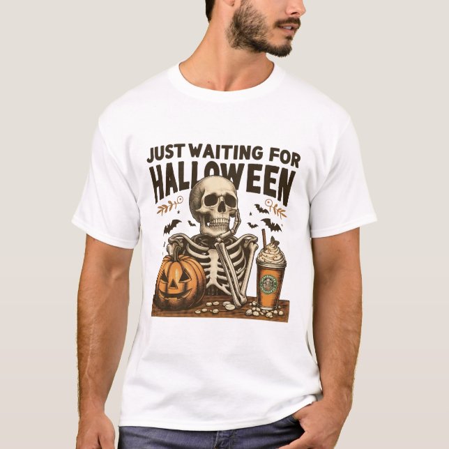 Camiseta Esperando El Divertido Escrótono De Halloween (Anverso)