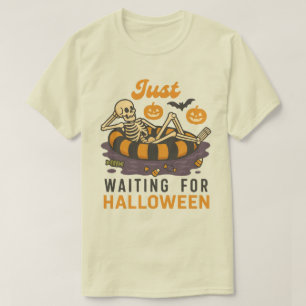 Camiseta Esperando el esqueleto de Halloween Funny Spook