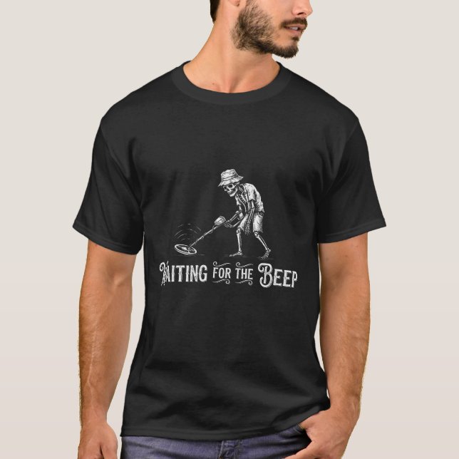 Camiseta Esperando el pitido, divertido cráneo de detección (Anverso)