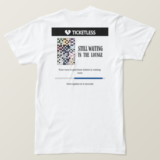 Camiseta esperando en el salón de la época de las entradas  (Reverso del diseño)