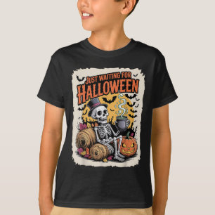 Camiseta Esperando Halloween _ Funny Skeleton Pumpki