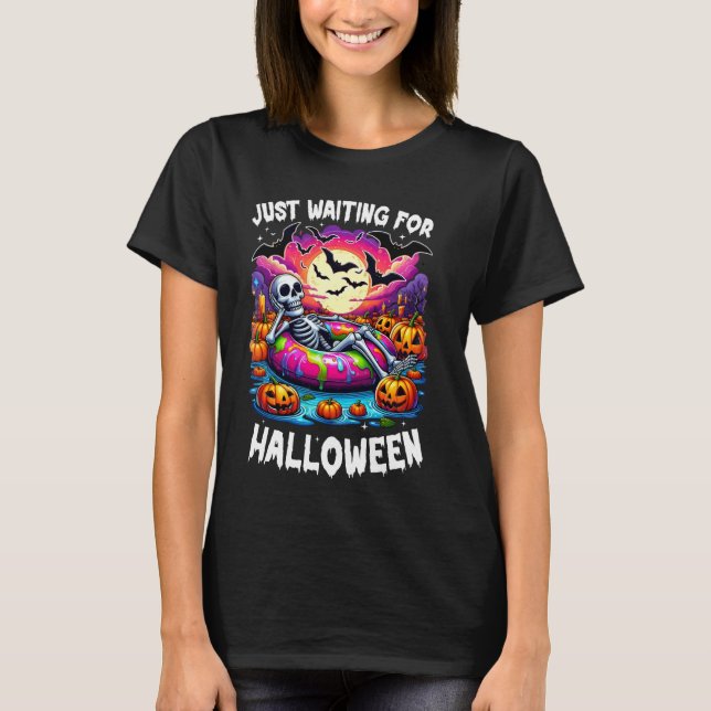 Camiseta Esperando Halloween Jack O Lantern Skeleton (Anverso)