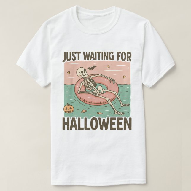 Camiseta Esperando Halloween, vibraciones espeluznantes de  (Diseño del anverso)