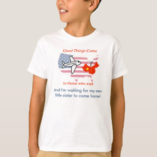 Camiseta Esperando la adopción de mi hermanita desde China
