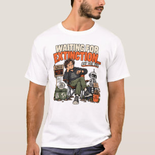 Camiseta Esperando la extinción de la IA diseño divertido