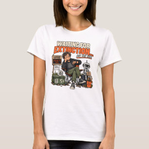 Camiseta Esperando la extinción de la IA diseño divertido