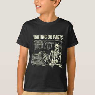 Camiseta Esperando Piezas Reparación de Coche Esqueleto Mec