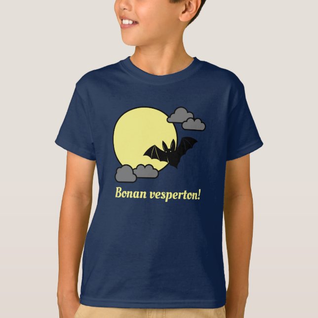 Camiseta Esperanto: ¡Bonan vesperton! (Anverso)