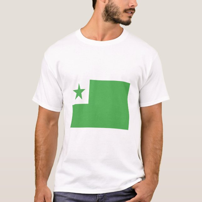 Camiseta Esperanto "Komenco bona Laboro duona" (Anverso)