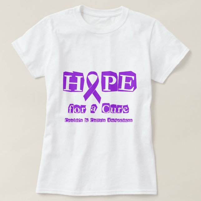 Camiseta Esperanza de una curación para Crohn y la colitis (Diseño del anverso)