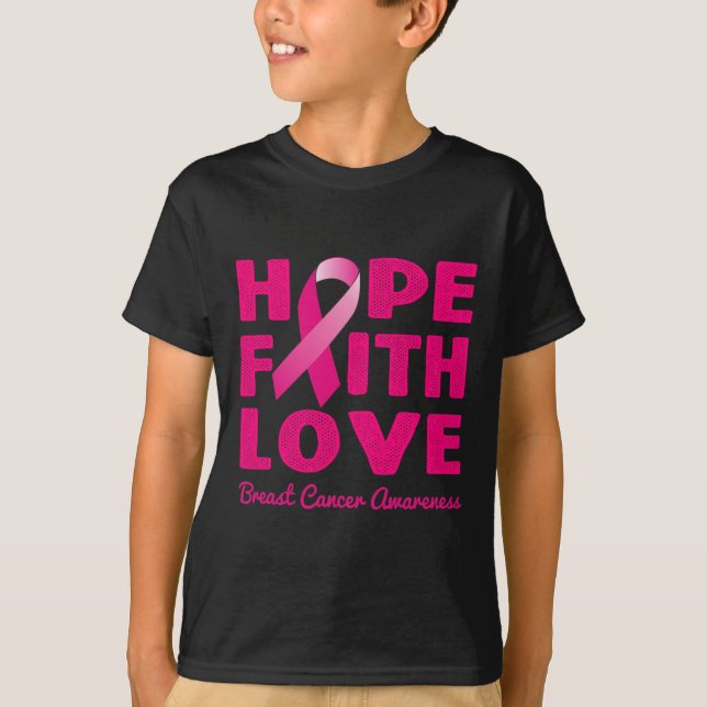 Camiseta ESPERANZA FE AMOR Cinta rosa Cáncer de Mama (Anverso)